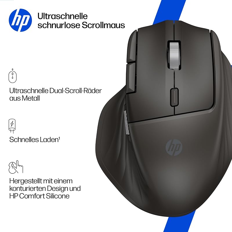 780M Kabellose Scroll-Maus, ultraschnelles magnetisches Scrollrad & horizontales Scrollen, 3-Minuten-Schnellladung, Bluetooth & USB-Dongle, Multi-Device für 3 Geräte, 6 programmierbare Tasten
