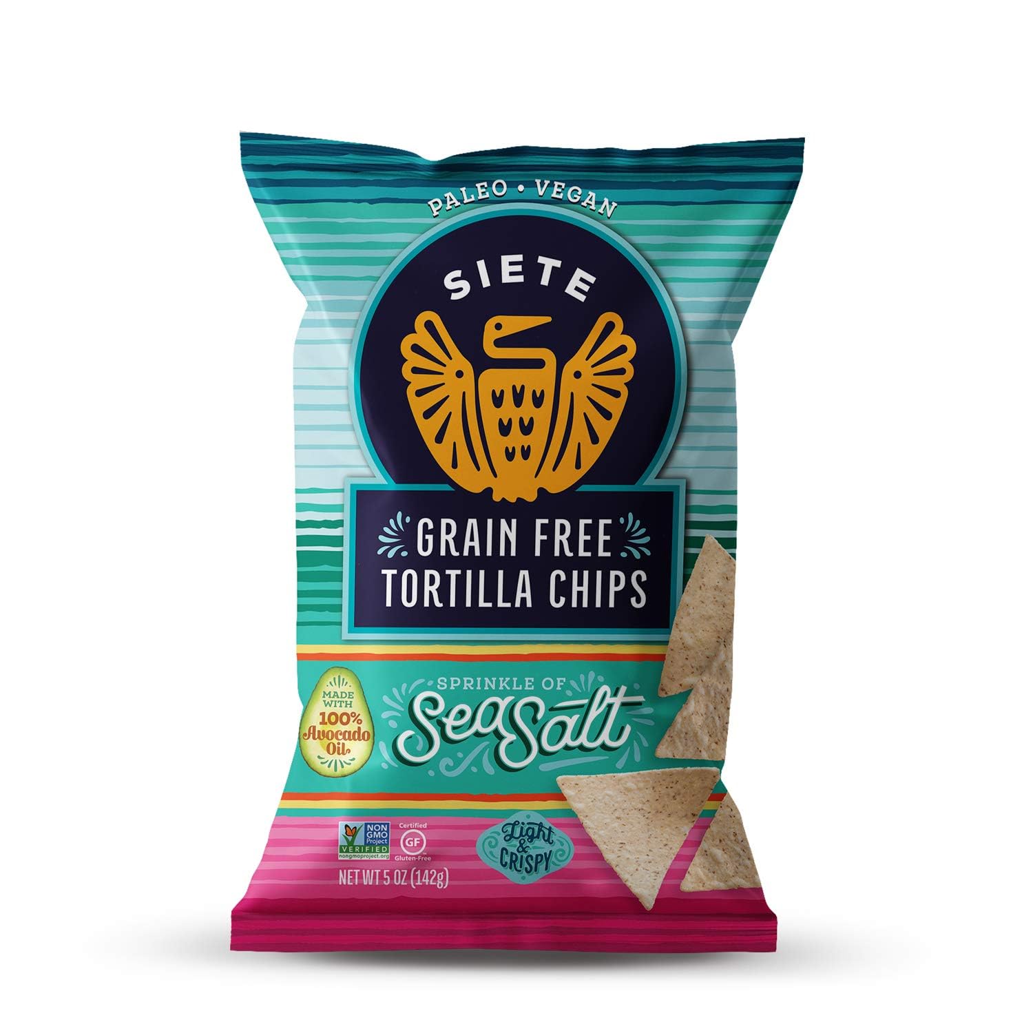Siete Sea Salt Grain Free Tortilla Chips, 5 oz bags