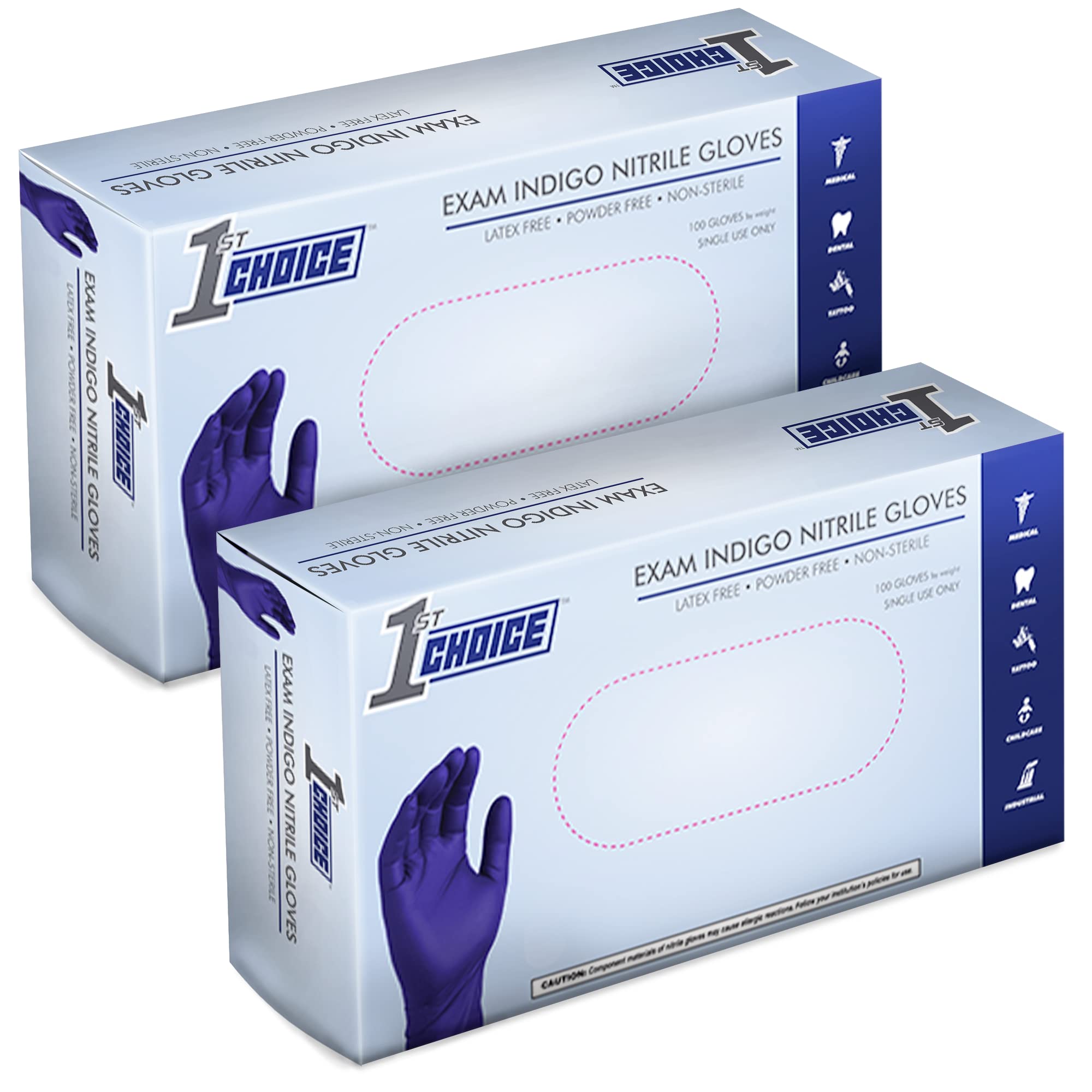 Photo 1 of 1st Choice Nitrile Disposable Gloves, Large Nitrile Gloves, Disposable Latex Free Exam Gloves, 2 Boxes of 100, 3 Mil, Indigo