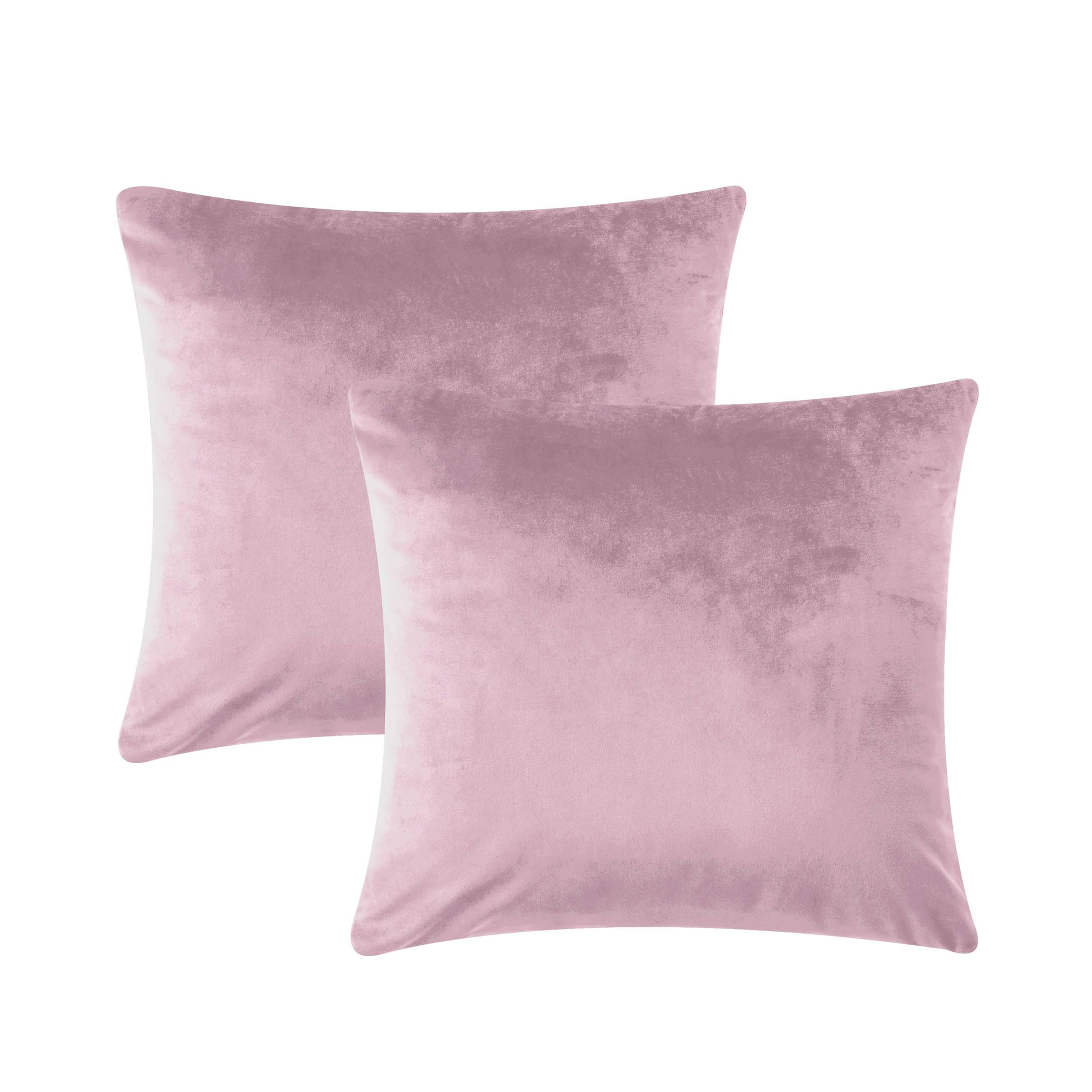 AMEHA Velvet Cushion Covers 18x18 Inches 2 Pack Square Throw Pillow Cases Decorative Pink Cushion Cover for Sofa Bedroom Living Room with Invisible Zipper (45 x 45 cm)