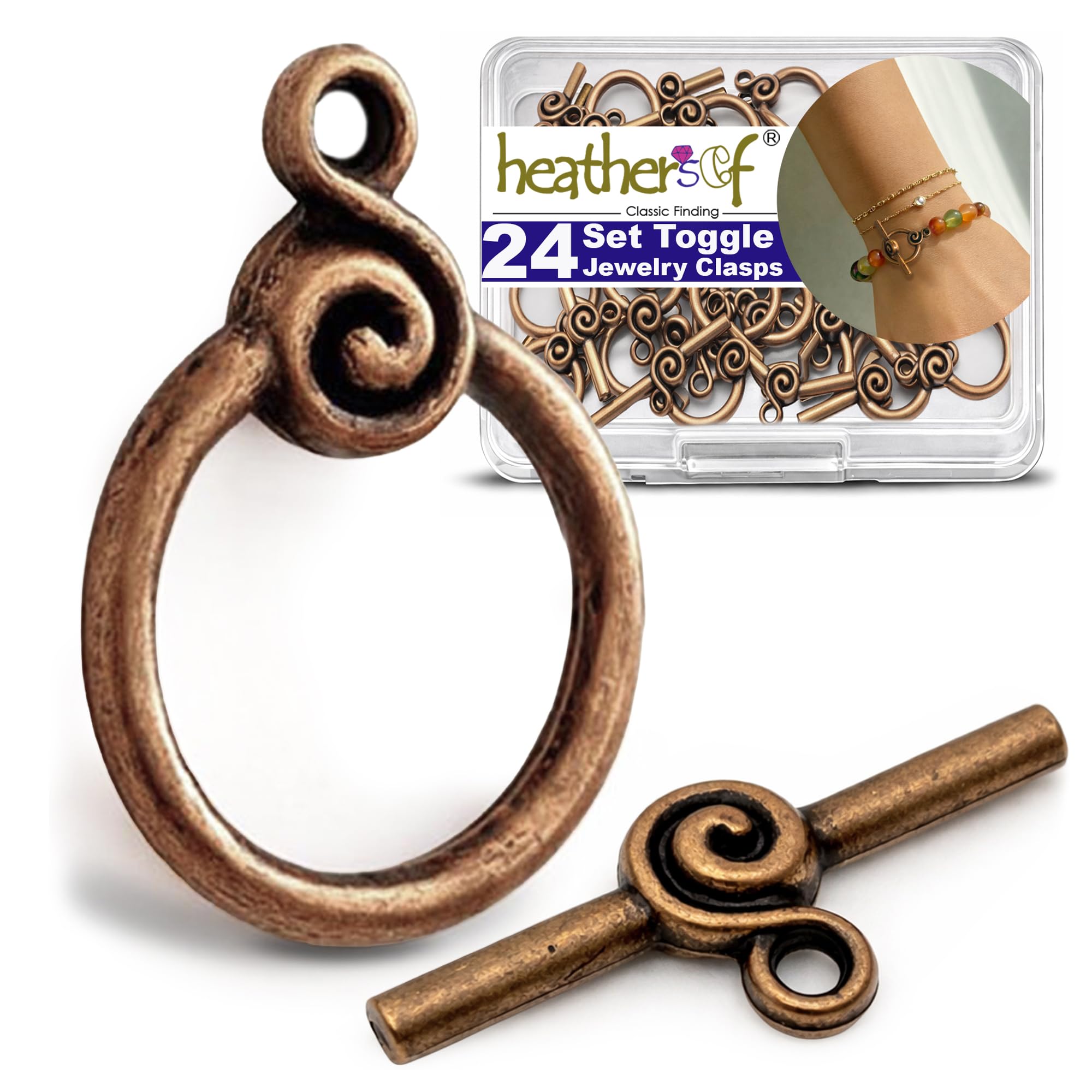 Heather's cf Copper Jewelry Clasps Toggle Clasp Bulk Clasps for Jewelry Making kit 24 Set