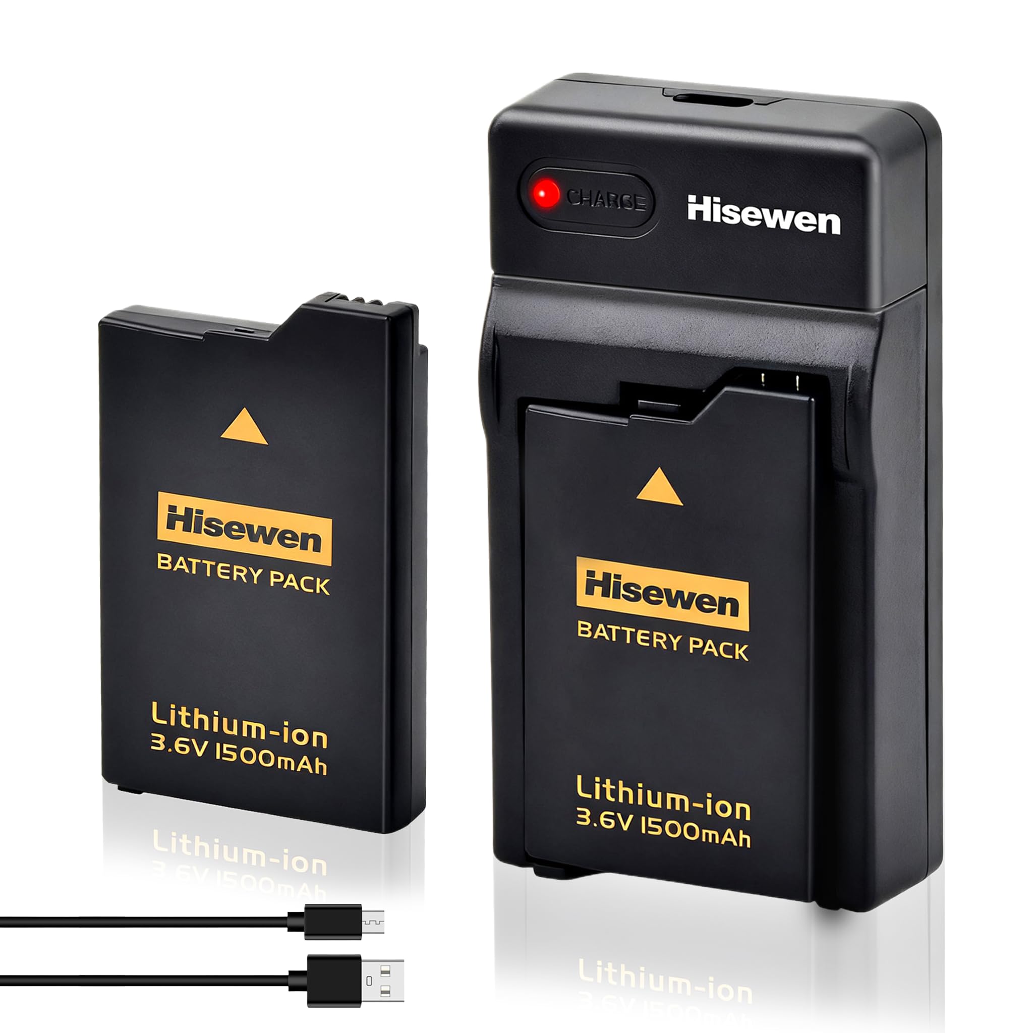 Hisewen PSP 3000 Battery and LED USB Charger for Sony PSP 3000 / PSP Slim 2000 PSP-S110 Console, PSP-2001, PSP-3000, PSP-3001, PSP-3002, PSP-3004, PSP Slim Console