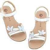 FLYFUPPY Girls Sandals Kids Strap Flat Sandals Open Toe Summer butterfly Casual Sandals