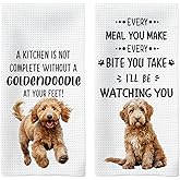 Tzhim Goldendoodle Dog Kitchen Towels Set of 2, Goldendoodle Gifts Hand Towels, Gifts for Golden Doodle Lovers Dish Towels Dishcloths Tea Towels for Kitchen, Dog Kitchen Bathroom Decor, 16x24 Inch