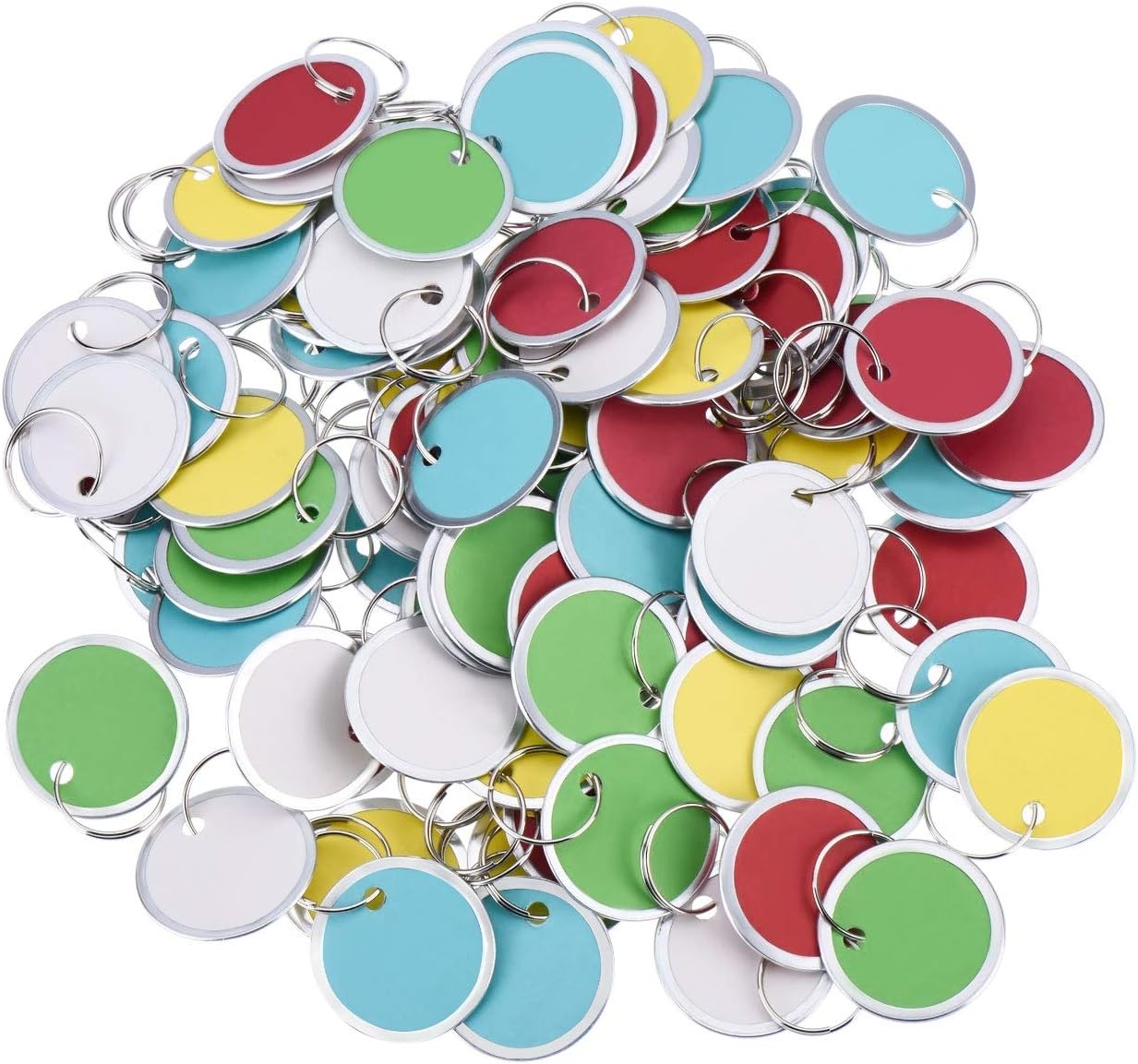 60 Pieces Metal Rimmed Key Tags Round Paper Tags with Split Rings (31mm, Multicolor)