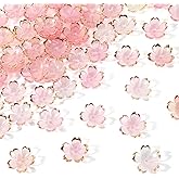 Kzikbxh 100 Pcs Acrylic Cherry Blossom Floral Beads, Pastel Pink Gradient Sakura Flower Spacer Charms for DIY Jewelry Making, Craft Bracelets Necklaces Earrings Decoration