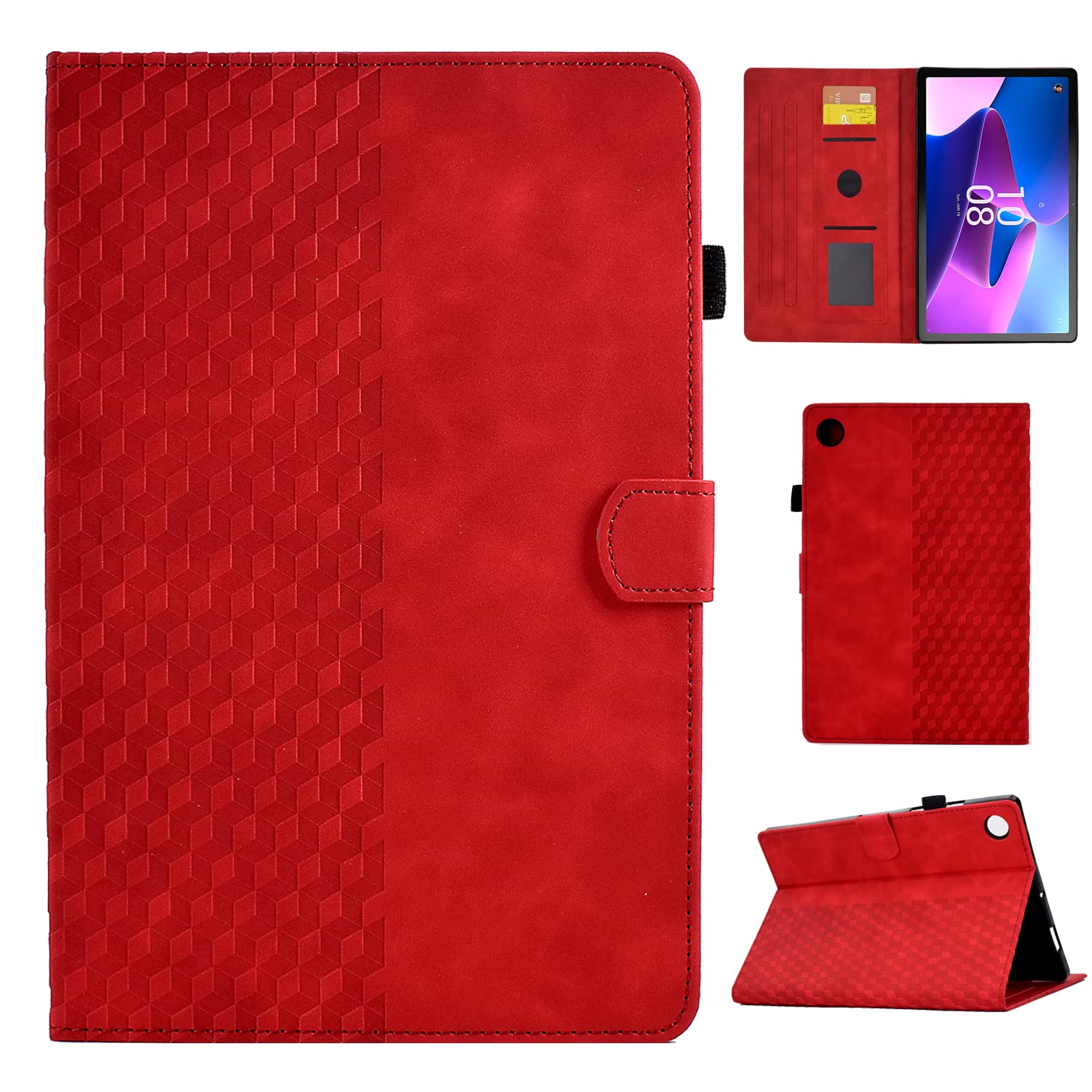 Case for Lenovo Tab M10 3rd Gen 10.1 Inch, PU Leather Tablet Protective Case TB-328FU/TB-328XU Multi-Angle Stand Cover Case with Auto Sleep/Wake for Lenovo Tab M10 (3rd Generation) 10.1 2022, Red — image 1