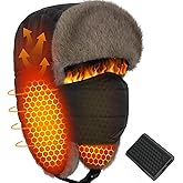Wulcea Graphene Heated Trapper Hat with Ear Flaps Mask for Skiing Camping Hunting Motorcycle Ice Fishing Driver Fishermen