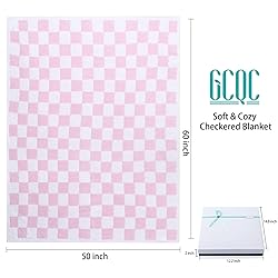 GCQC Checkered Throw Blanket, Knitted Checkerboard