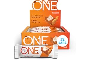 ONE Protein Bars, Pumpkin Pie, Gluten Free Protein Bars with 20g Protein and only 1g Sugar, Guilt-Free Snacking for High Protein Diets, 2.12 oz (12 pack)