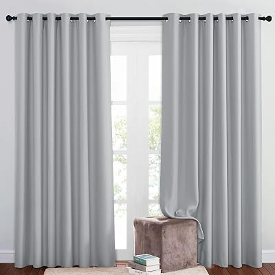 PONY DANCE Eyelet Blackout Curtains 2 Panels 80x84 Silver Grey