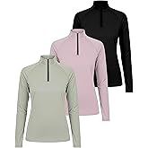 Real Essentials 3 Pack: Womens Dry-Fit Long Sleeve Quarter Zip & Full Zip Up Hoodie Workout Jacket (Available in Plus)