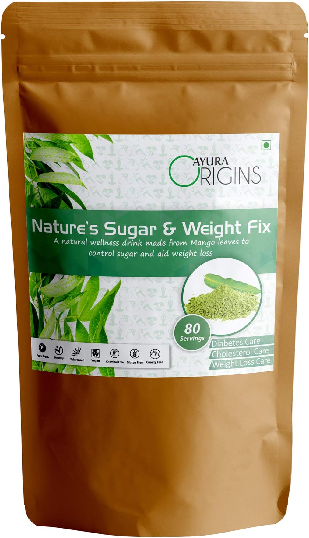 AYURA ORIGINS Nature’s Sugar & Weight Fix (200 Grms) | Natural Mango Leaf Drink with Health Benefits Including Sugar Control and Weight Loss