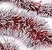 iPEGTOP 26.2ft Christmas Snowy Tinsel Twist Garland, Classic Shiny Sparkly Party Soft Tinsel Christmas Tree Ceiling Hanging Decorations, 4 inch Wide with Silver Edge, Red