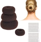 DBOO 4-Piece Brown Hair Doughnut Bun Maker Set with 20 Brown Hair Pins Ballet view 1