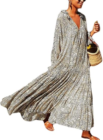 long sleeve beach maxi dress