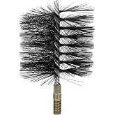 RattanView 4 Inch Round Chimney Wire Brush, Double Spiral | Flue Cleaning Brush with 1/4" Npt Fitting for Chimneys Stove Pipes Fireplace Maintenance