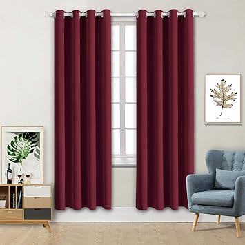 Amazon De Bgment Thermo Verdunklungsvorhange Feste Weichfliessende Blickdichte Dunkelrot Gardinen Mit