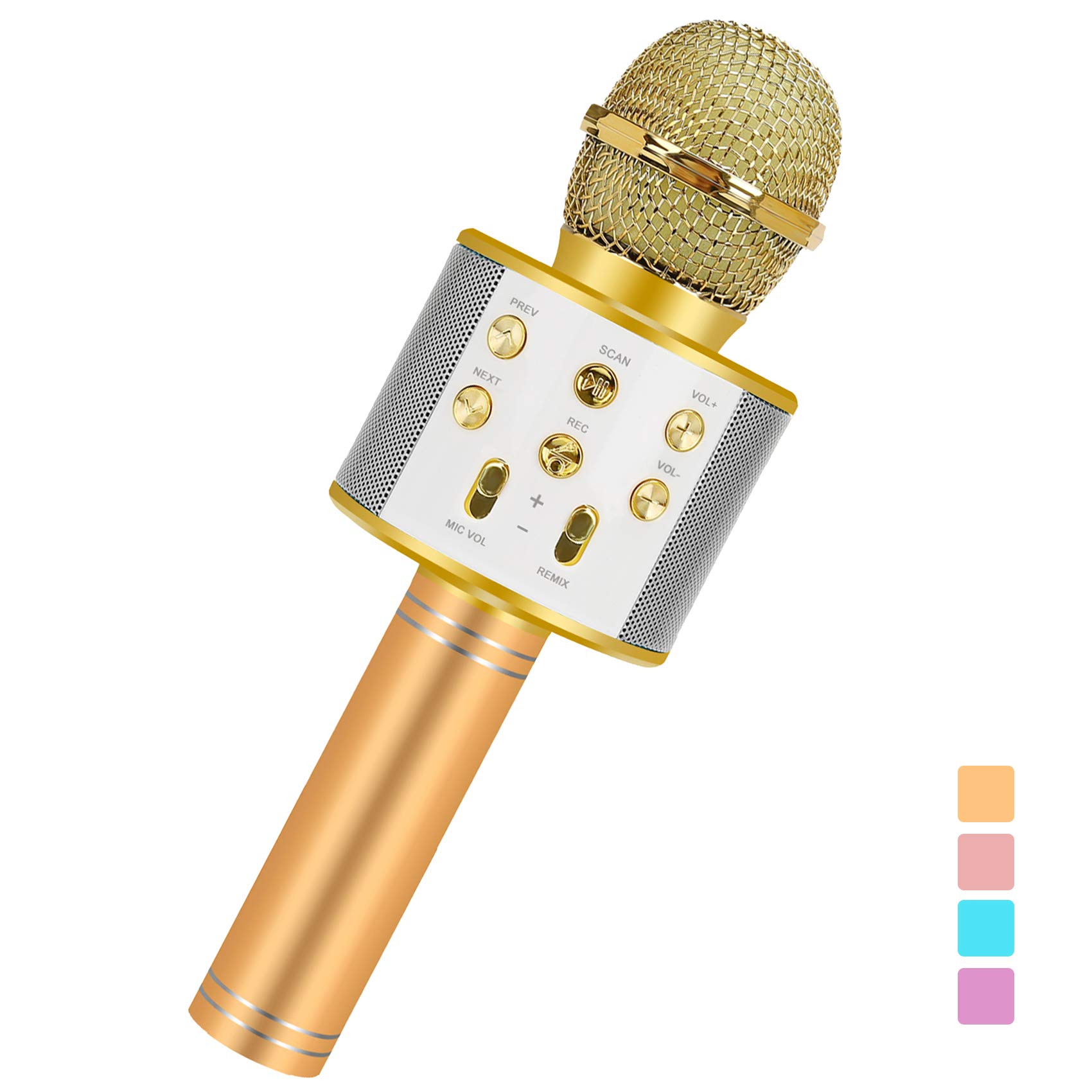 ZZLWAN Kids Karaoke Microphone for Singing,Girl Toys Age 3 4 5 6,Popular Christmas Birthday Gifts for 5-12 Year Old Girls Boys Chidren Teenager Gold