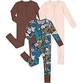 Jimonda Baby Boys Romper Fold-Over Footies and Mitten Pajamas Long Sleeve Sleeper Newborn Girl Footless Clothes 3-Packs