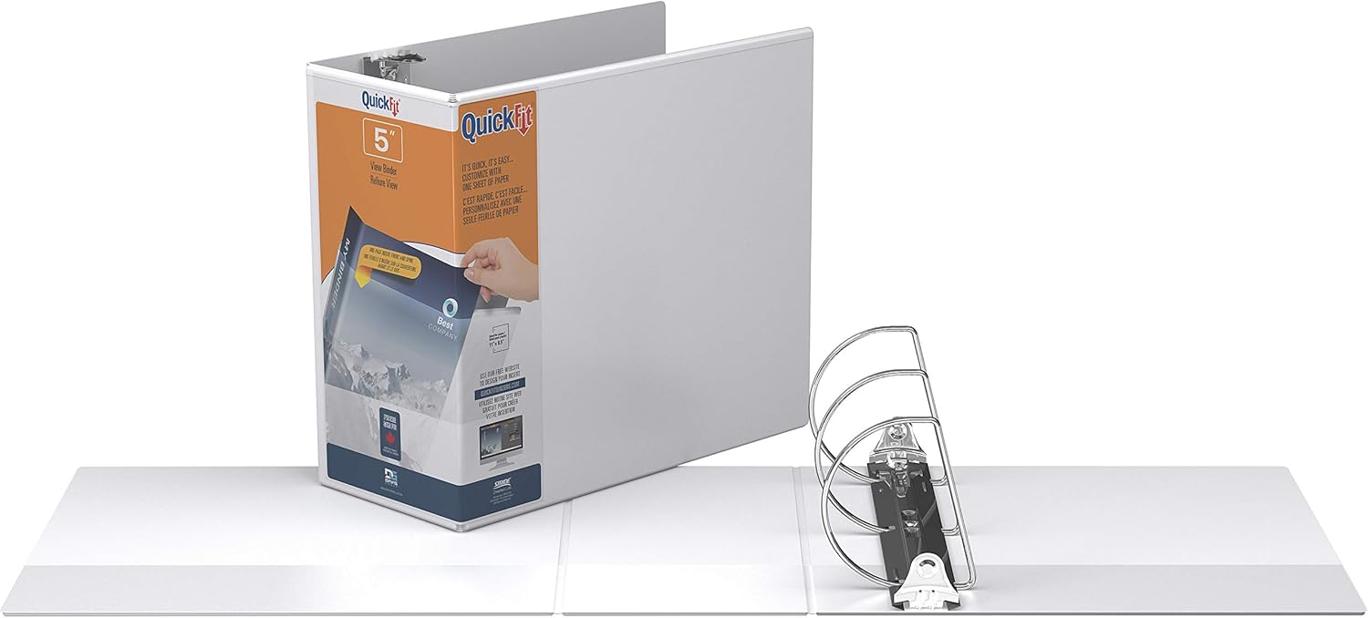QuickFit View Binder, 5 Inch, Locking Angle D Ring, White (87070) : Office D Ring And Heavy Duty Binders : Office Products