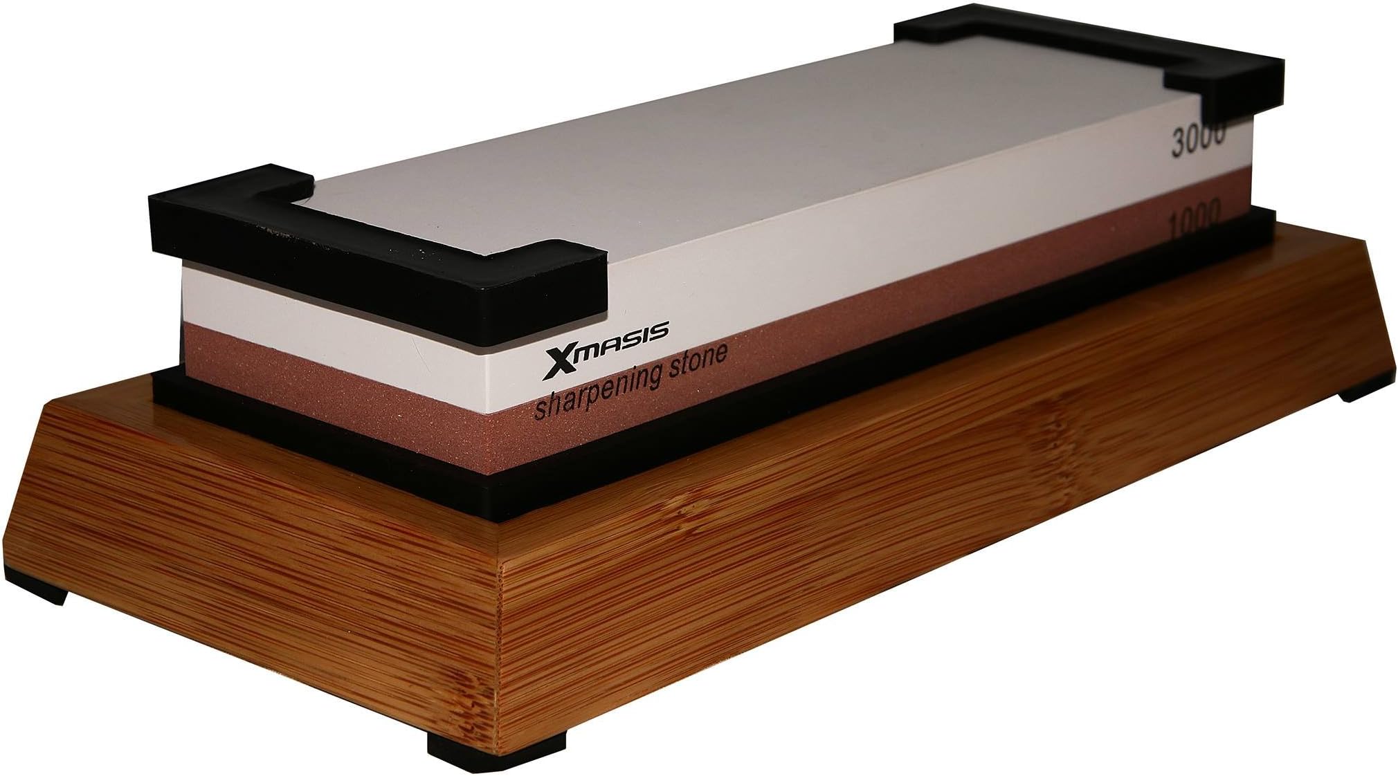 Xmasis Sharpening Stone 1000/3000 Grit Combined with Bamboo Slip Base + silicone filling.Professional Whetstone Perfect for Knives and Tools