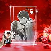 3D LovePix Personalized 3D Crystal Photo - Optional Multicolor Light Base| Gift Box| Customized Laser Etched Picture for Moms, Dads, Birthdays, Valentines day & Celebrations - Rectangular (Small)