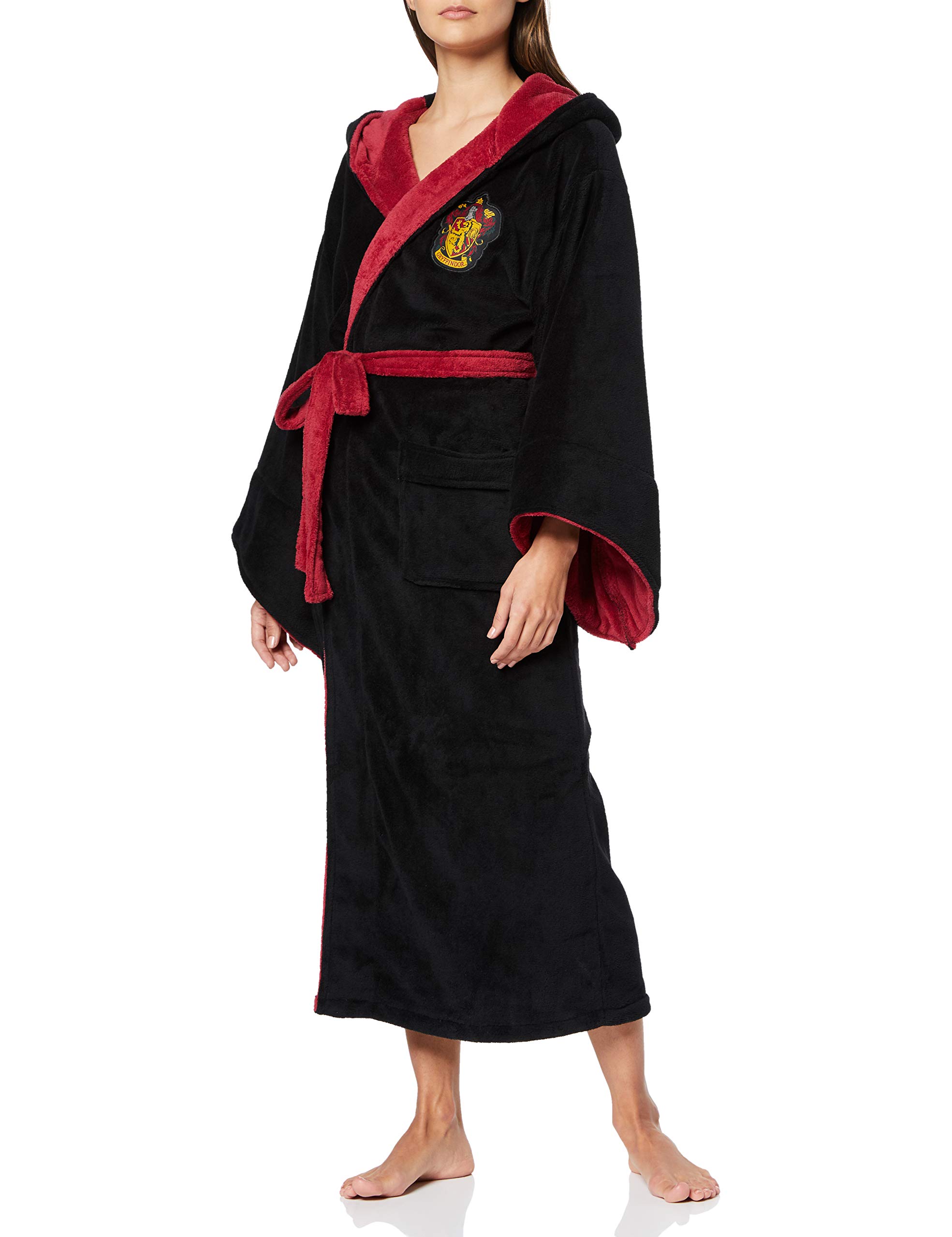 Groovy Uk Women's Groovy-gryffindor Women's Bathrobe, Black/Burgundy, One Size UK