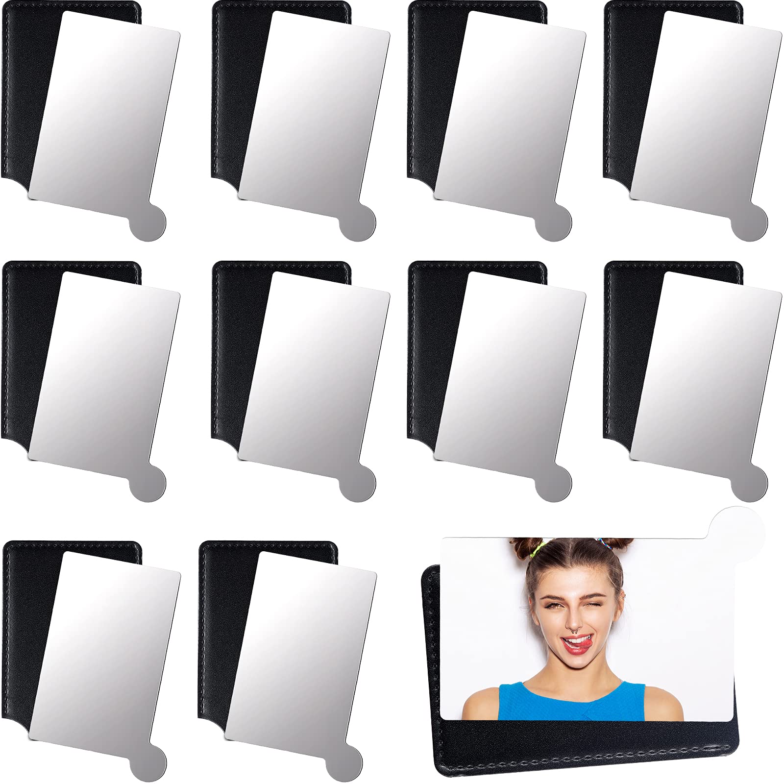 10 Pieces Credit Card Mirror Small Compact Purse Pocket Mirror for
