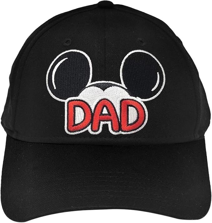 Disney Men's Hat Mickey Mouse Dad Fan Baseball Cap Cotton (Black