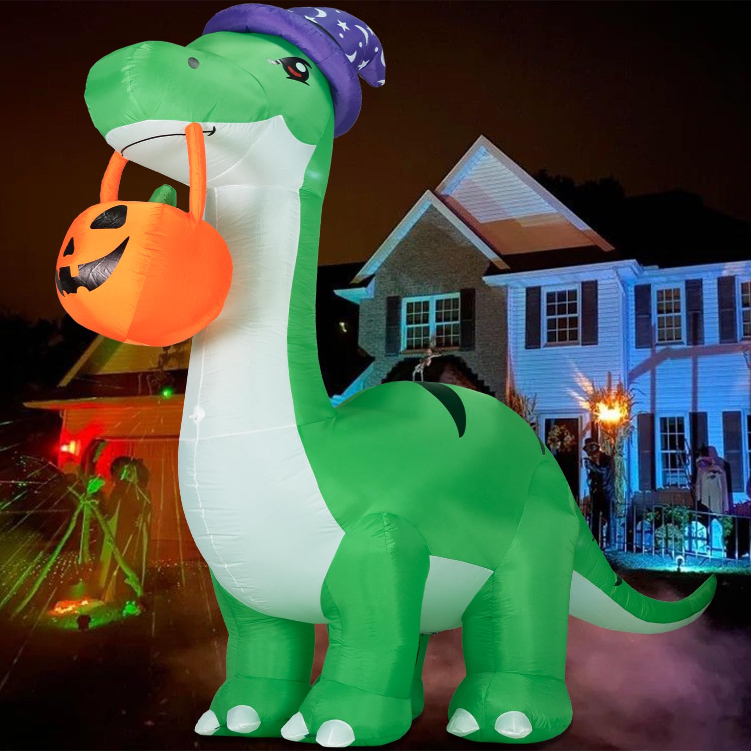 Photo 1 of ININ 10FT Giant Halloween Inflatable Dinosaur Decorations Outdoor,Halloween Blow Up Yard Decorations Built-in LED Lights,Halloween Party Decor,for Yard/Lawn/Garden.