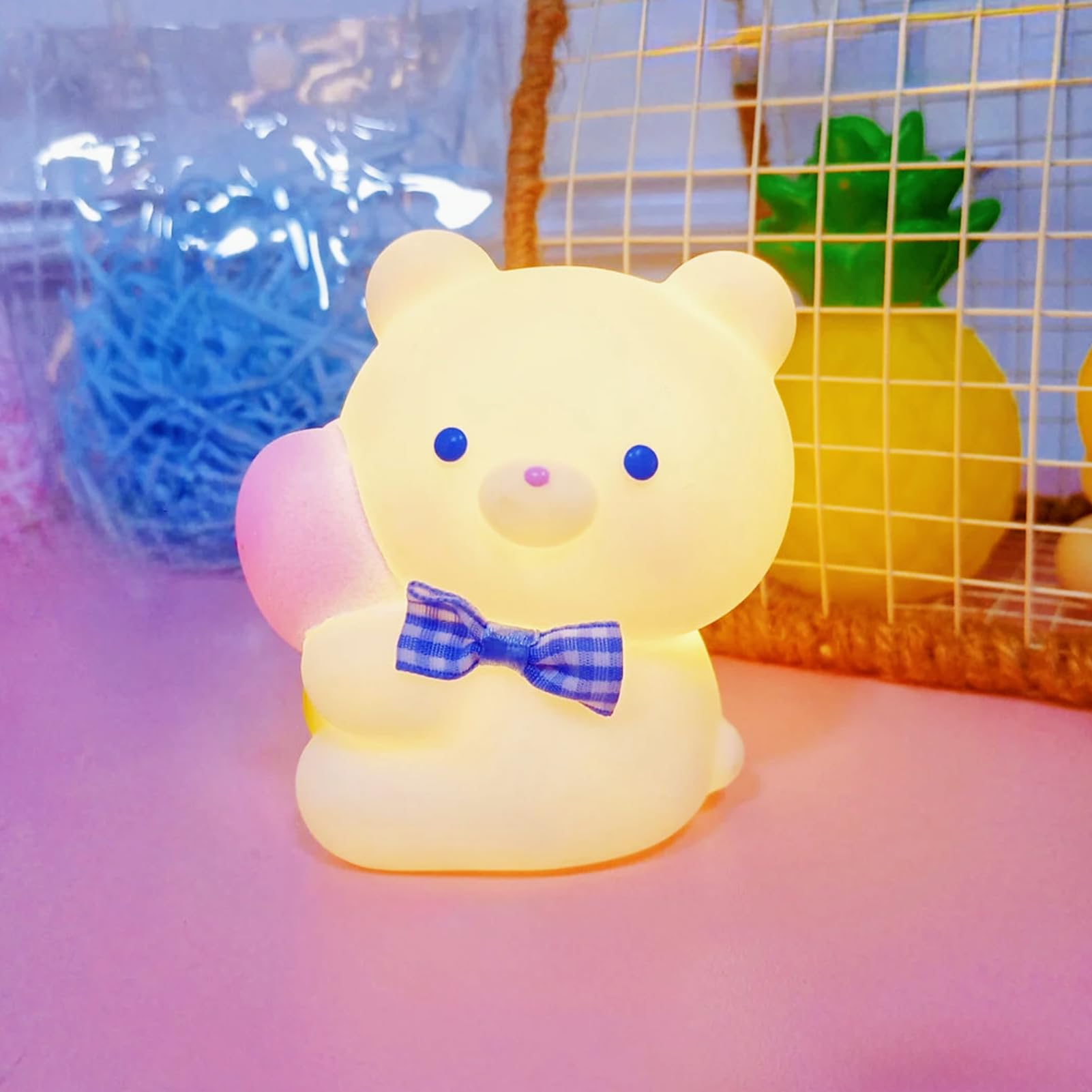 Cute Night Light for Kids, Bear Ambient LED Night Lamp, Dimmable Animal Night Light for Toddler Baby Kids Bedroom, Nursery Nightlight for Sleep Breastfeeding Decor Girls Boys Brithday Gift