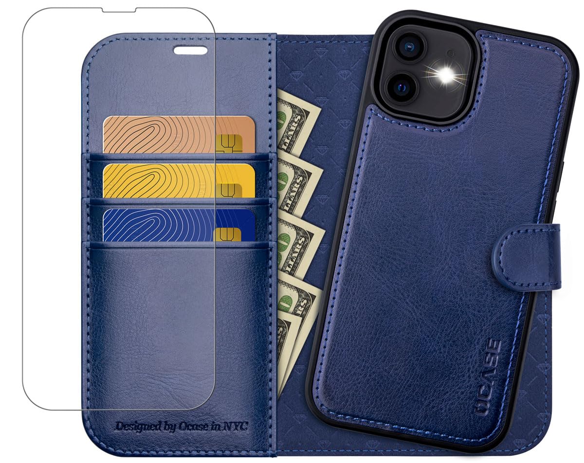 OCASE for iPhone 12 /iPhone 12 Pro Detachable Case,[Upgraded] Magnetic Removable 2 in 1 PU Leather Wallet Case with[Kickstand][RFID Blocking][Card Holder] Phone Cover for the iPhone 12/12 Pro,Blue