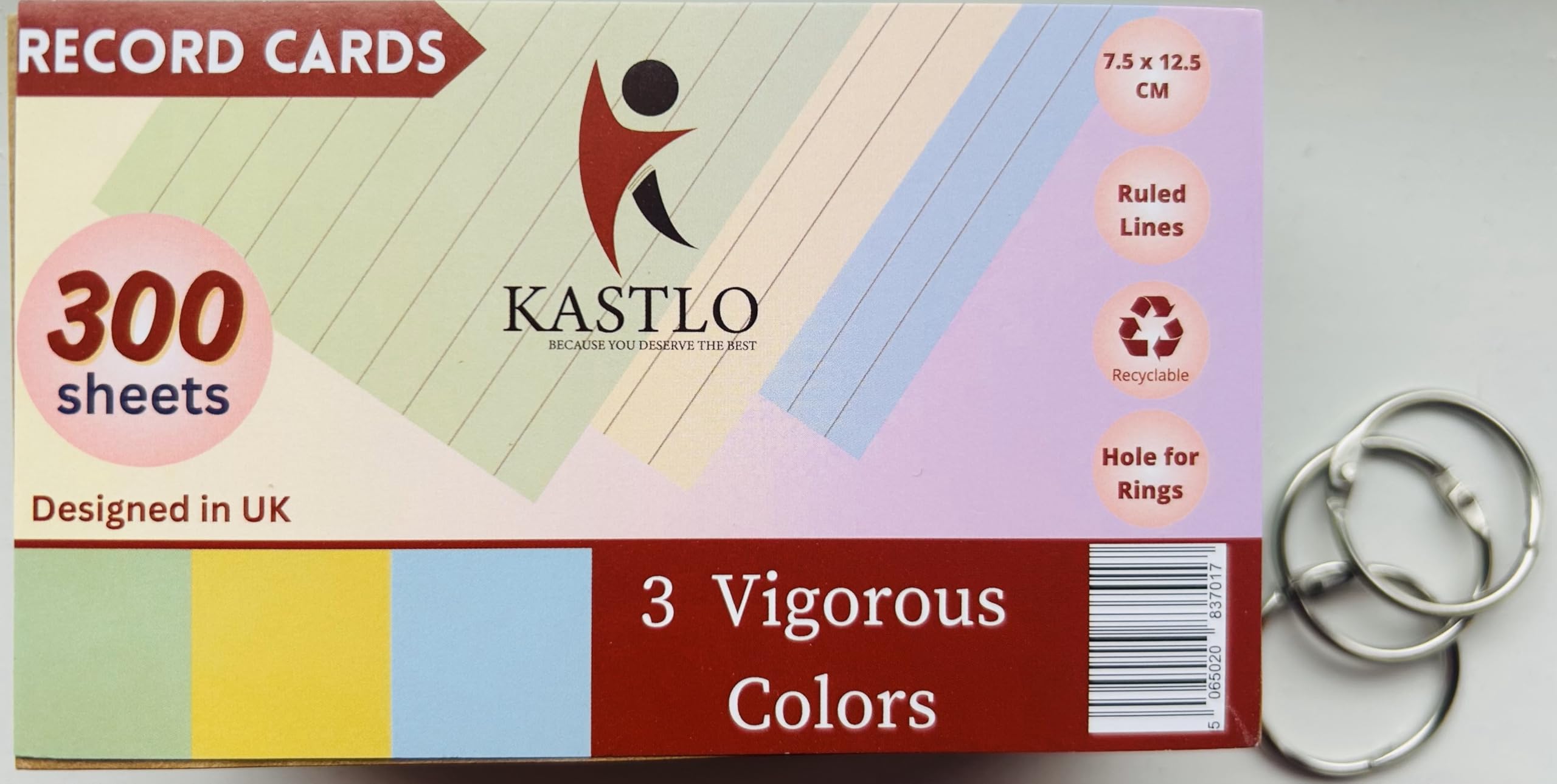 300 Pcs Ruled Index Coloured Flash Cards Revision (7.5x12.5cm) - Two-Sided Lined Revision Flash Cards Coloured - Record Cards & Cue Cards - Study Office Large Flashcards Revision School Learning Memo