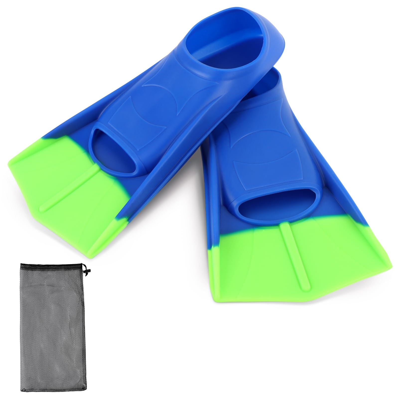 Photo 1 of Kids Swim Fins, Short Fins Swimming Flippers for Lap Swimming Training and Diving, Size Suitable Beginners Kids Girls Boys Adults XS