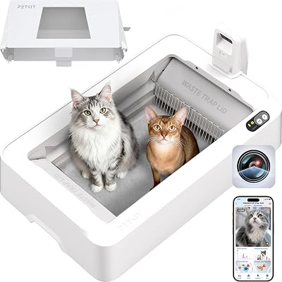 PUROBOT Crystal Duo Arenero Gatos Autolimpiable, Cámara AI, Arenero Autolimpiable para Gatos, Limpieza Bidireccional, Bandeja Reemplazable, Seguimiento Sanitario, Eliminación de Olores
