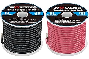 NOVINO 10 Gauge Marine Wire 10 AWG Marine Grade Wire Include 10 Gauge 30FT Red & 30FT Black,10AWG Tinned Copper Boat Electrical Cable for Automotive Boat Speakers Lighting Solar Outdoor RV Camper Trailer