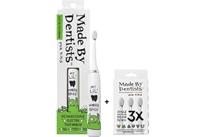 Made by Dentists Kids Electric Toothbrush - Rechargeable Vibrating Toothbrush with Timer, Includes 6 Replacement Heads, Gently Cleans Teeth, for Girls and Boys, Kids & Toddlers Age 2+, Cool Monster