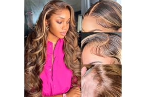 AYONS 26 Inch Ombre Lace Front Wig Human Hair 180% Density 13x4 4/27 Highlight Lace Front Wig Human Hair Honey Blonde HD Lace Front Wig Human Hair Body Wave Balayage Wig Human Hair Pre Plucked for Women