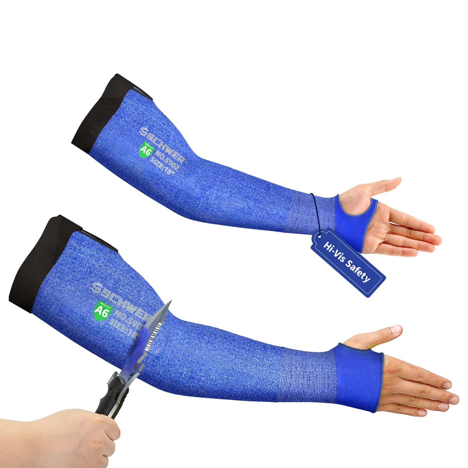 Schwer AIR-SKIN ANSI A6 Cut Resistant Arm Sleeves for Men & Women S902, Non-PFAS Arm Protectors for High Risk Work, UPF50+ UV Protection Cooling Gardening Sleeves for Farming, Lightweight, Breathable