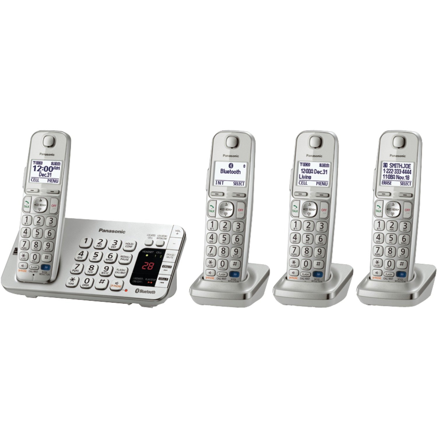 Amazon.com : Panasonic KX-TGE274S Link2Cell Bluetooth 4 Cordless Handsets  Phone with Large Keypad, Silver : Electronics