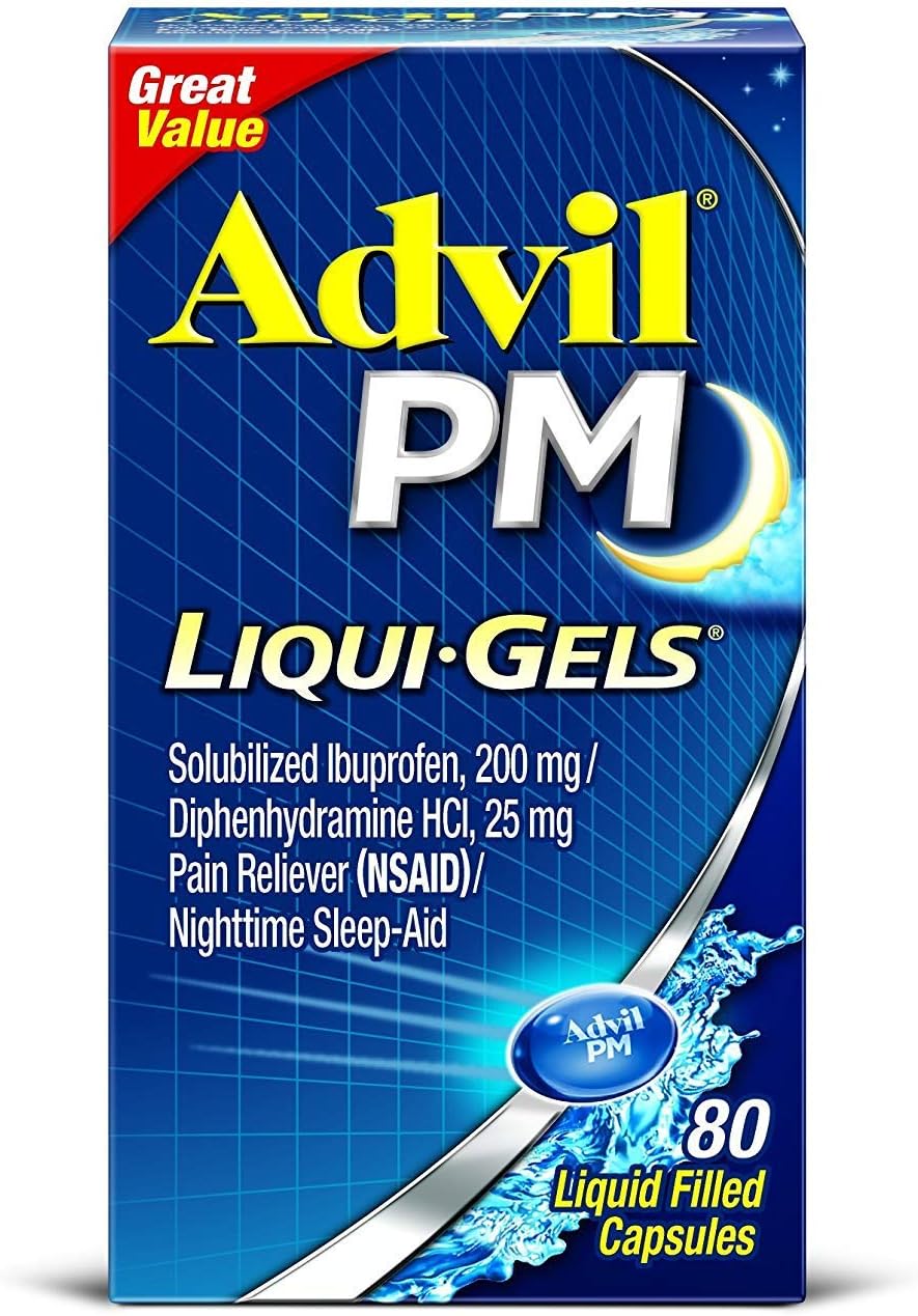 Advil PM Ibuprofen 200 mg LiquiGels 80 ea (Pack of 2) Health & Personal Care
