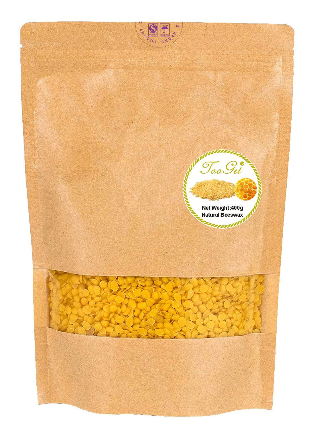 TooGet Pure Yellow Beeswax Pellets, Natural Beeswax Beads, Beeswax Pastilles - Premium Quality, Cosmetic Grade - 32 OZ