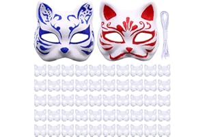 Jenaai 50 PCS White Masks for Crafts Bulk DIY Paper Mache Masks with Elastic Cord Full Face Blank Paintable Cat Craft to Decorate for Mardi Gras Masquerade Cosplay Dance Party Halloween Party