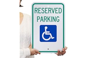 SmartSign Basics Reserved Parking Federal Handicap Parking Sign | 12" x 18" Engineer Grade Reflective 120 mil ACM, Made in USA