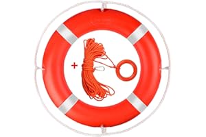 23"/28” Life Ring, Life Preserver Ring with 98.4FT Water Floating Lifesaving Rope,Boat Safety Throw Rings with Reflective Tap