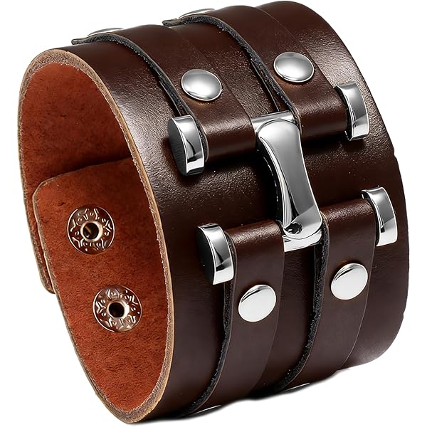 Amazon.com: 2 Pcs Leather Bracelet Punk - Braided Leather Cuff