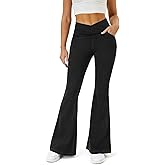 COPYLEAF Bell Bottom Jeans for Women Trendy Crossover Stretchy Jeans Flare Leggings with Pockets Y2k Butt Lifting Jeggings