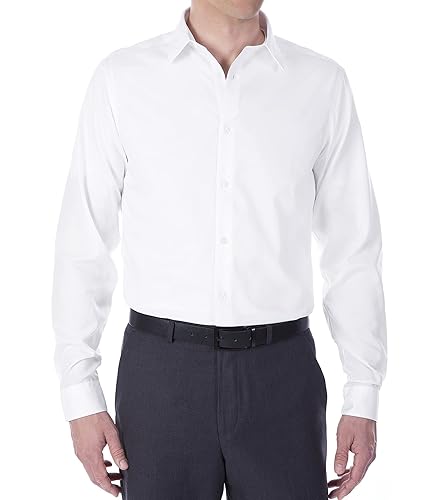 Calvin Klein Men's Slim Fit Non-Iron Herringbone Point Collar Dress Shirt,  White, 16" Neck 34"-35" Sleeve in Saudi Arabia | Whizz 121177981011