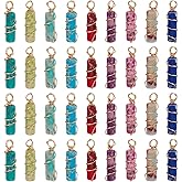 FINGERINSPIRE 36 Pcs 9 Colors Column Natural Stone Dangle Gold Plated Copper Wire Wrapped Pendants 0.7inch Dyed Synthetic Imperial Jasper Wire Wrapped Pendants for Jewelry Making